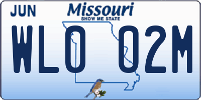 MO license plate WL0O2M