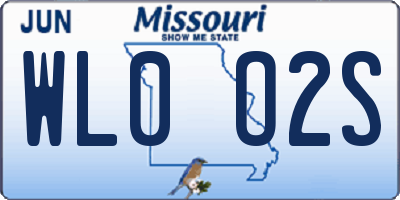 MO license plate WL0O2S