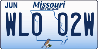 MO license plate WL0O2W