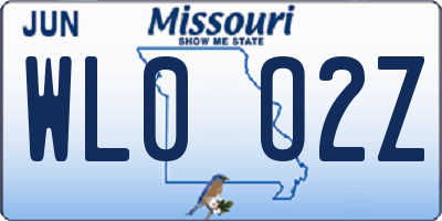 MO license plate WL0O2Z