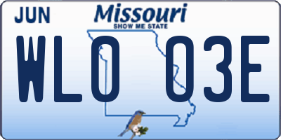 MO license plate WL0O3E