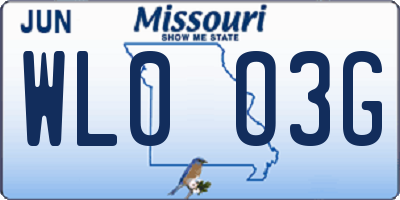 MO license plate WL0O3G