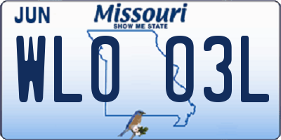 MO license plate WL0O3L