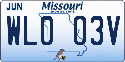 MO license plate WL0O3V