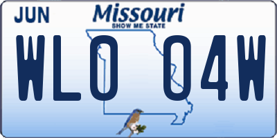 MO license plate WL0O4W