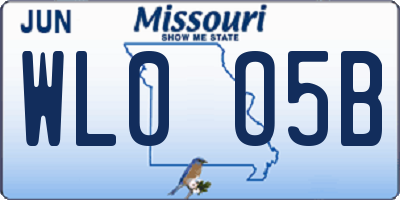 MO license plate WL0O5B