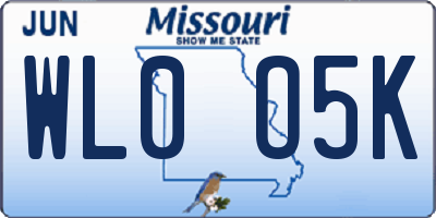 MO license plate WL0O5K