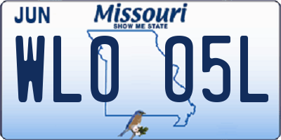 MO license plate WL0O5L