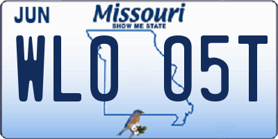 MO license plate WL0O5T