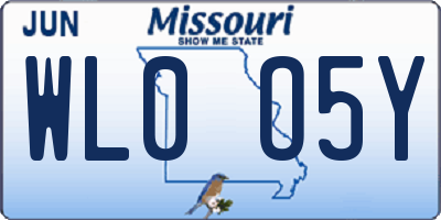 MO license plate WL0O5Y
