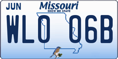 MO license plate WL0O6B