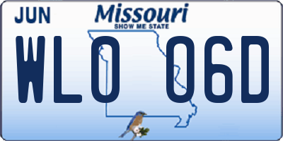 MO license plate WL0O6D