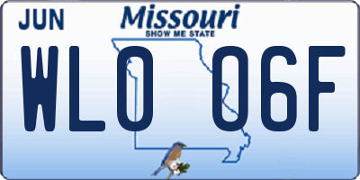 MO license plate WL0O6F