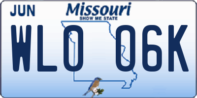 MO license plate WL0O6K