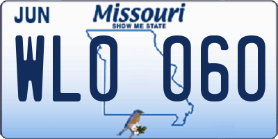 MO license plate WL0O6O