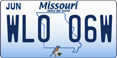 MO license plate WL0O6W