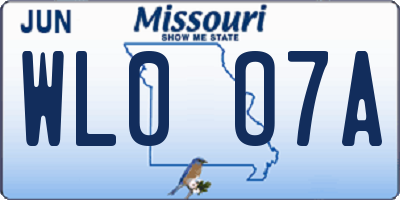 MO license plate WL0O7A