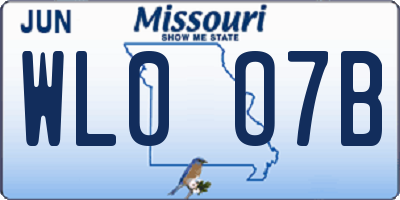 MO license plate WL0O7B