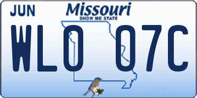 MO license plate WL0O7C