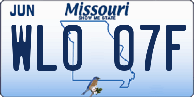 MO license plate WL0O7F