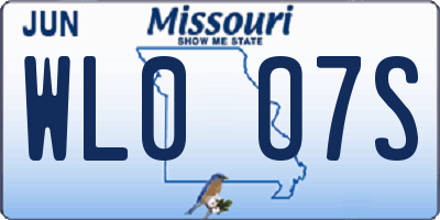 MO license plate WL0O7S