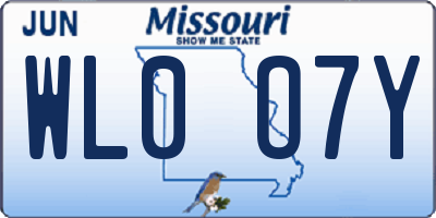 MO license plate WL0O7Y