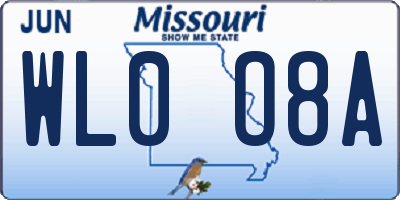 MO license plate WL0O8A
