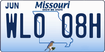 MO license plate WL0O8H