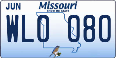 MO license plate WL0O8O