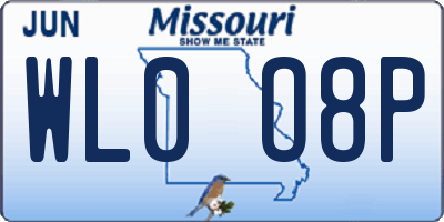 MO license plate WL0O8P