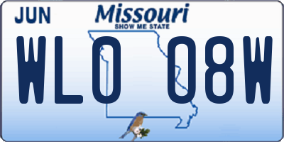 MO license plate WL0O8W