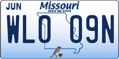 MO license plate WL0O9N