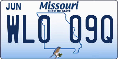 MO license plate WL0O9Q