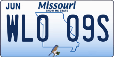 MO license plate WL0O9S