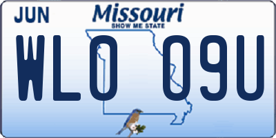 MO license plate WL0O9U