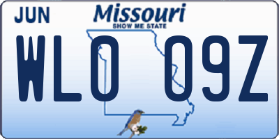 MO license plate WL0O9Z