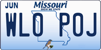 MO license plate WL0P0J