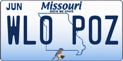 MO license plate WL0P0Z