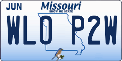 MO license plate WL0P2W