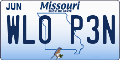 MO license plate WL0P3N