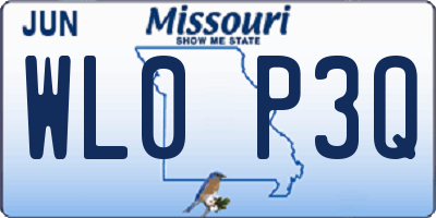 MO license plate WL0P3Q