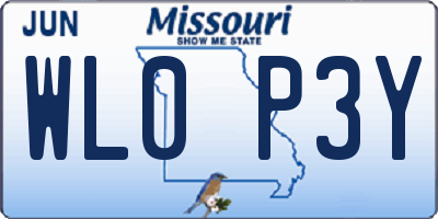 MO license plate WL0P3Y