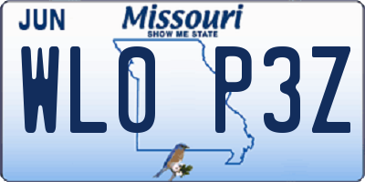 MO license plate WL0P3Z