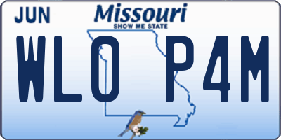 MO license plate WL0P4M