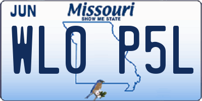 MO license plate WL0P5L
