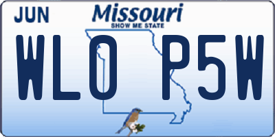 MO license plate WL0P5W
