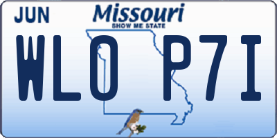 MO license plate WL0P7I