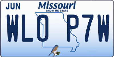 MO license plate WL0P7W