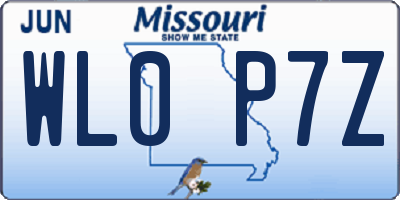 MO license plate WL0P7Z