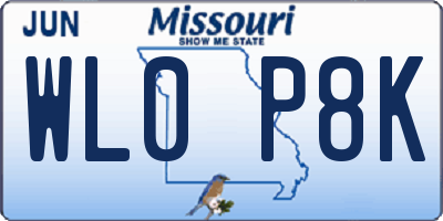 MO license plate WL0P8K